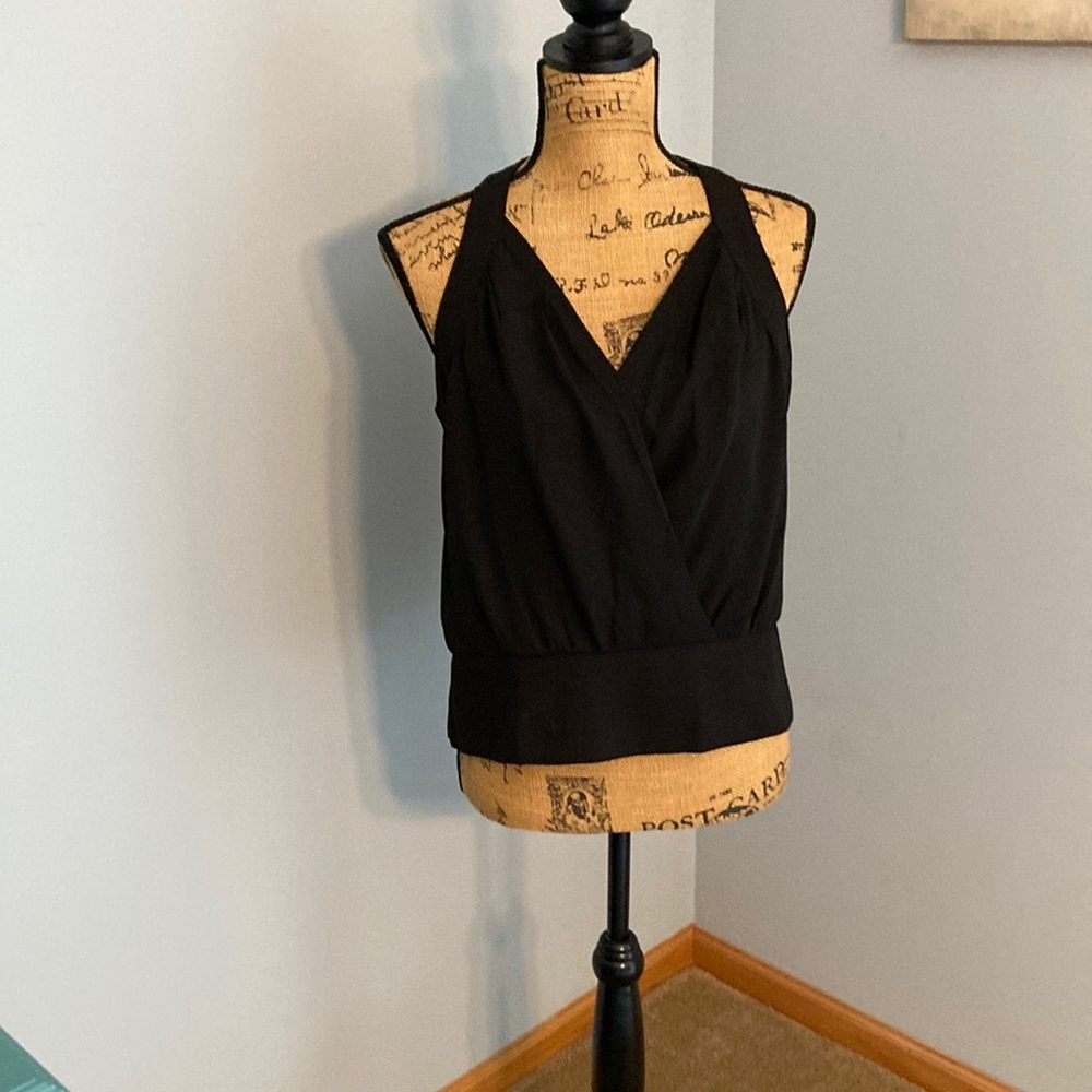 7th Avenue Design Studio NWT Black Sleeveless Halter Wrap Top Size M